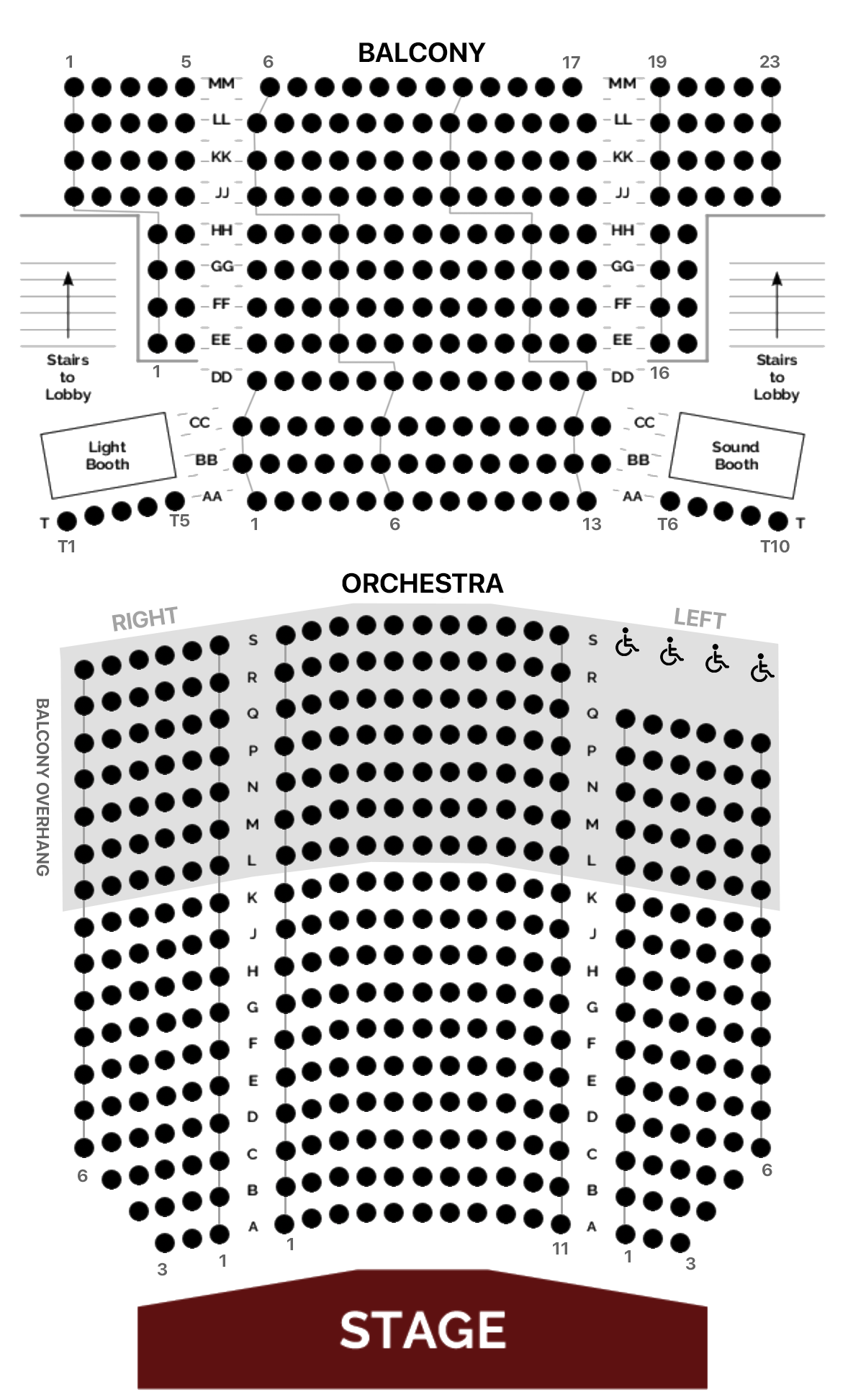 Seating Chart for the Playhouse